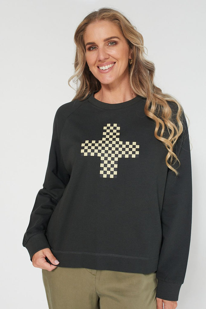 Stella + Gemma Nico Sweater | Checked Cross_Silvermaple Boutique