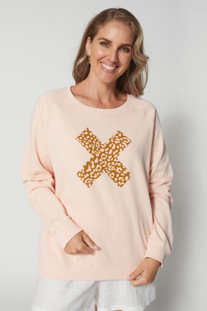 Stella + Gemma Bronze Safari Cross Sweater | Blush_Silvermaple Boutique