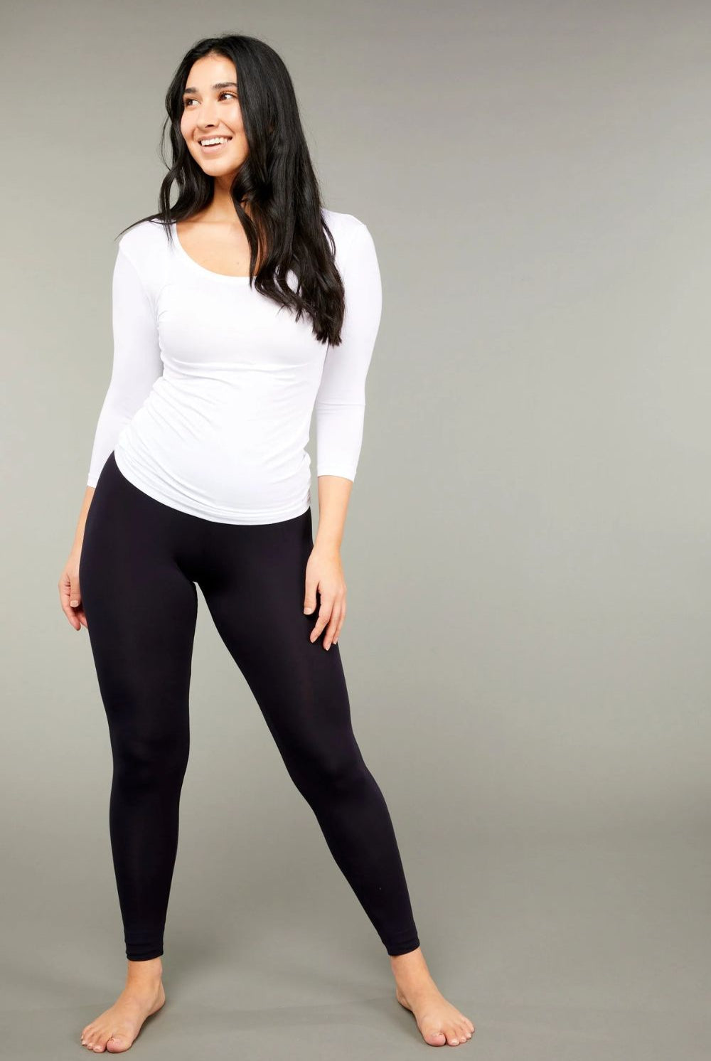 Tani - 3/4 Sleeve Scoop Top | White - Top - Silvermaple Boutique
