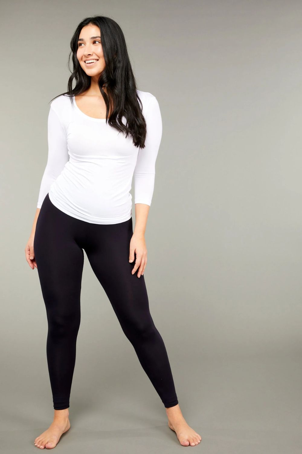 Tani - 3/4 Sleeve Scoop Top | White - Top - Silvermaple Boutique