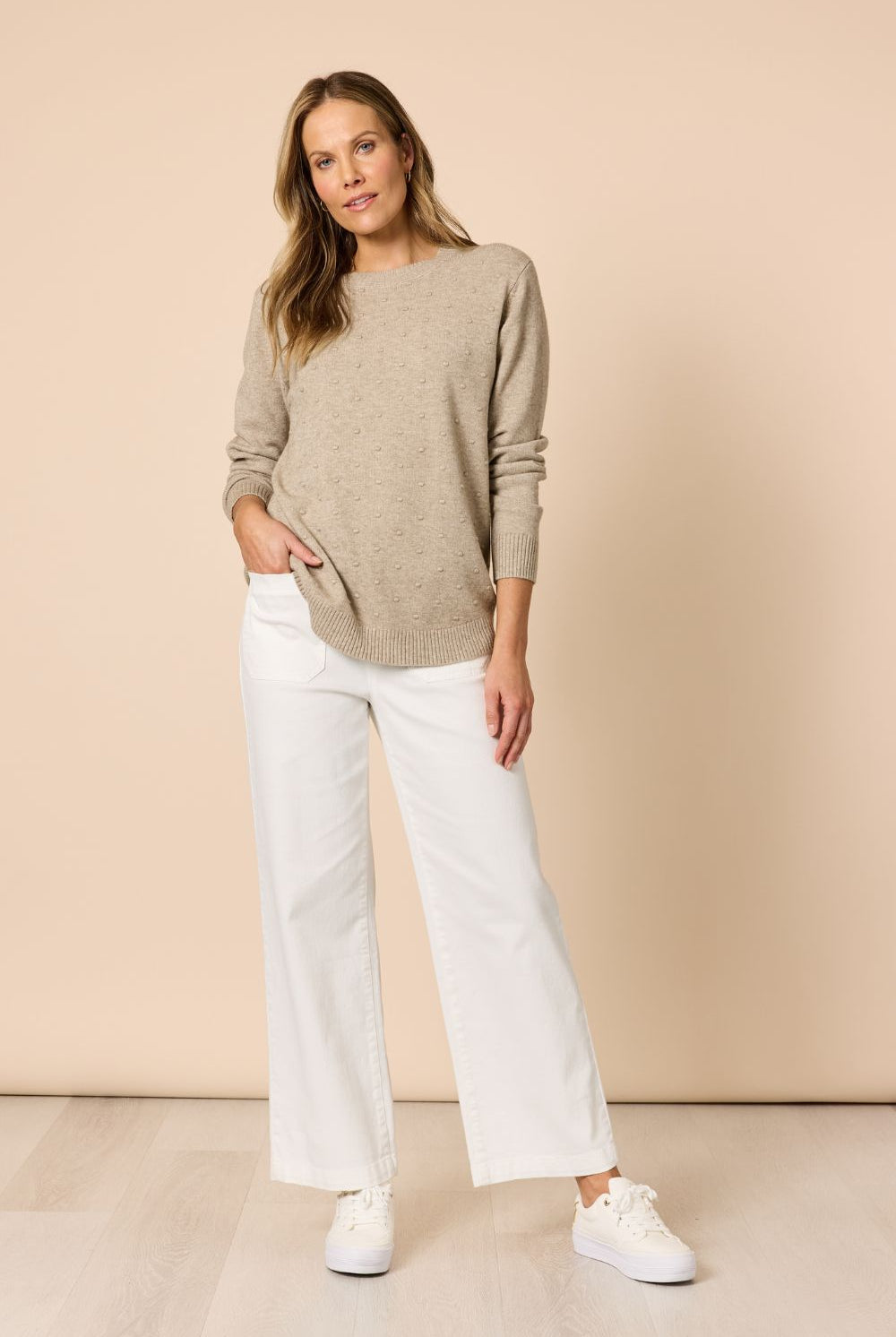 Threadz & Clarity - Alpine Spot Knit | Latte - Knitwear - Silvermaple Boutique