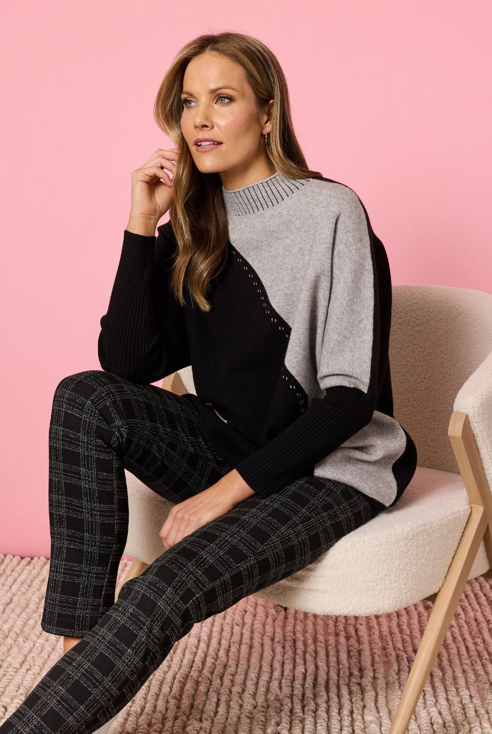 Threadz & Clarity - Cannes Spliced Knit | Black/Grey - Knitwear - Silvermaple Boutique