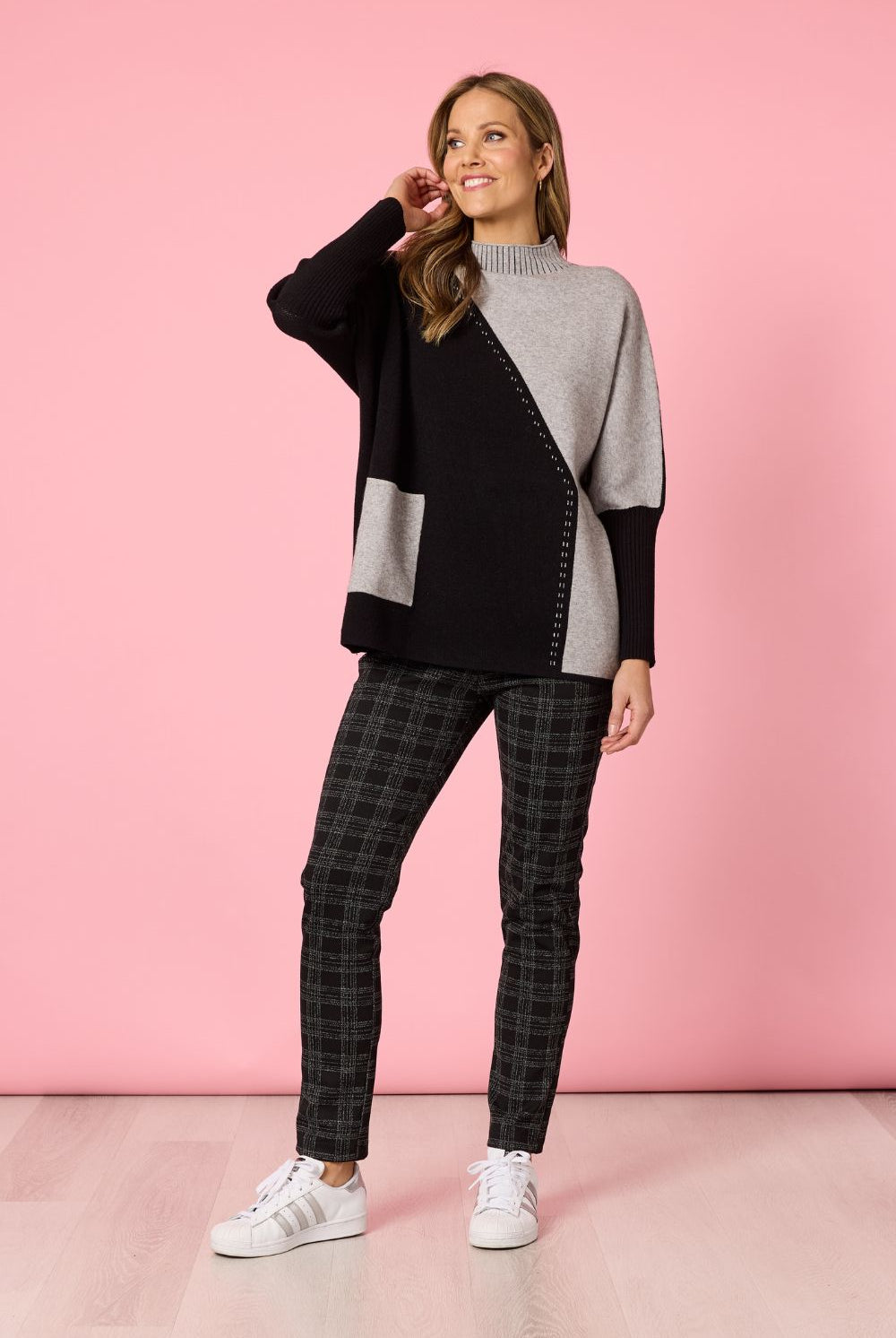 Threadz & Clarity - Cannes Spliced Knit | Black/Grey - Knitwear - Silvermaple Boutique