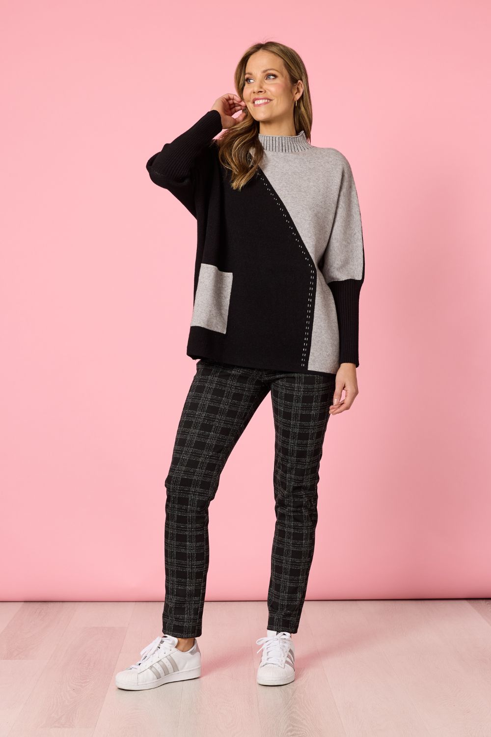 Threadz & Clarity - Cannes Spliced Knit | Black/Grey - Knitwear - Silvermaple Boutique