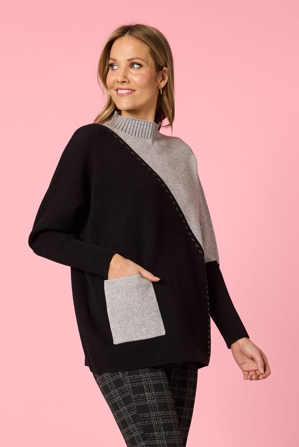 Threadz & Clarity - Cannes Spliced Knit | Black/Grey - Knitwear - Silvermaple Boutique
