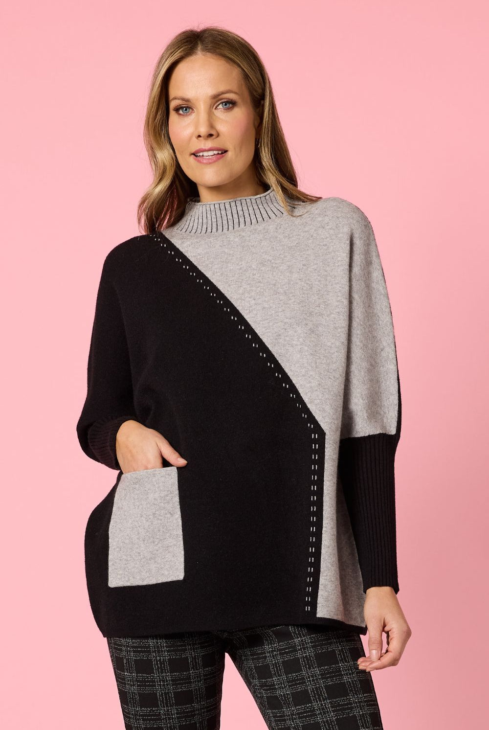 Threadz & Clarity - Cannes Spliced Knit | Black/Grey - Knitwear - Silvermaple Boutique