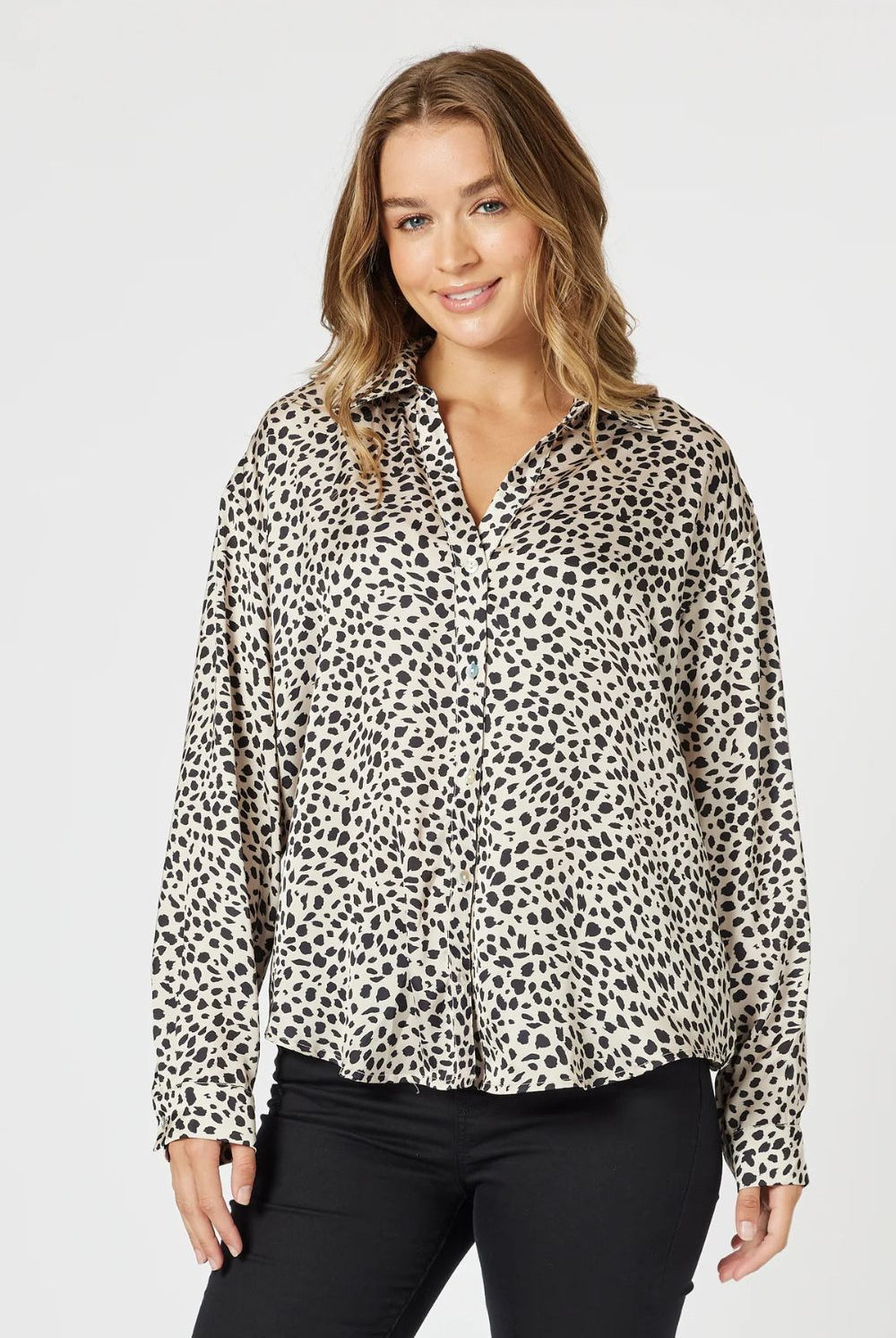 Threadz & Clarity - Pebble Spot Print Shirt | Natural/Black - Shirt - Silvermaple Boutique