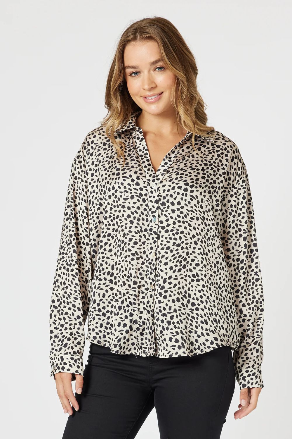 Threadz & Clarity - Pebble Spot Print Shirt | Natural/Black - Shirt - Silvermaple Boutique