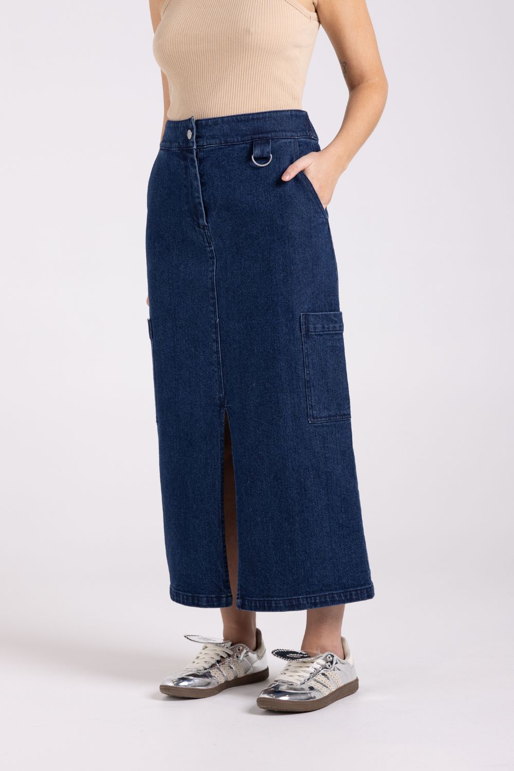 Two T's - Denim Skirt | Dark Denim - Skirt - Silvermaple Boutique