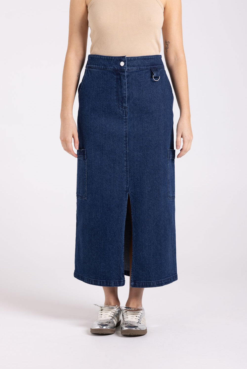 Two T's - Denim Skirt | Dark Denim - Skirt - Silvermaple Boutique