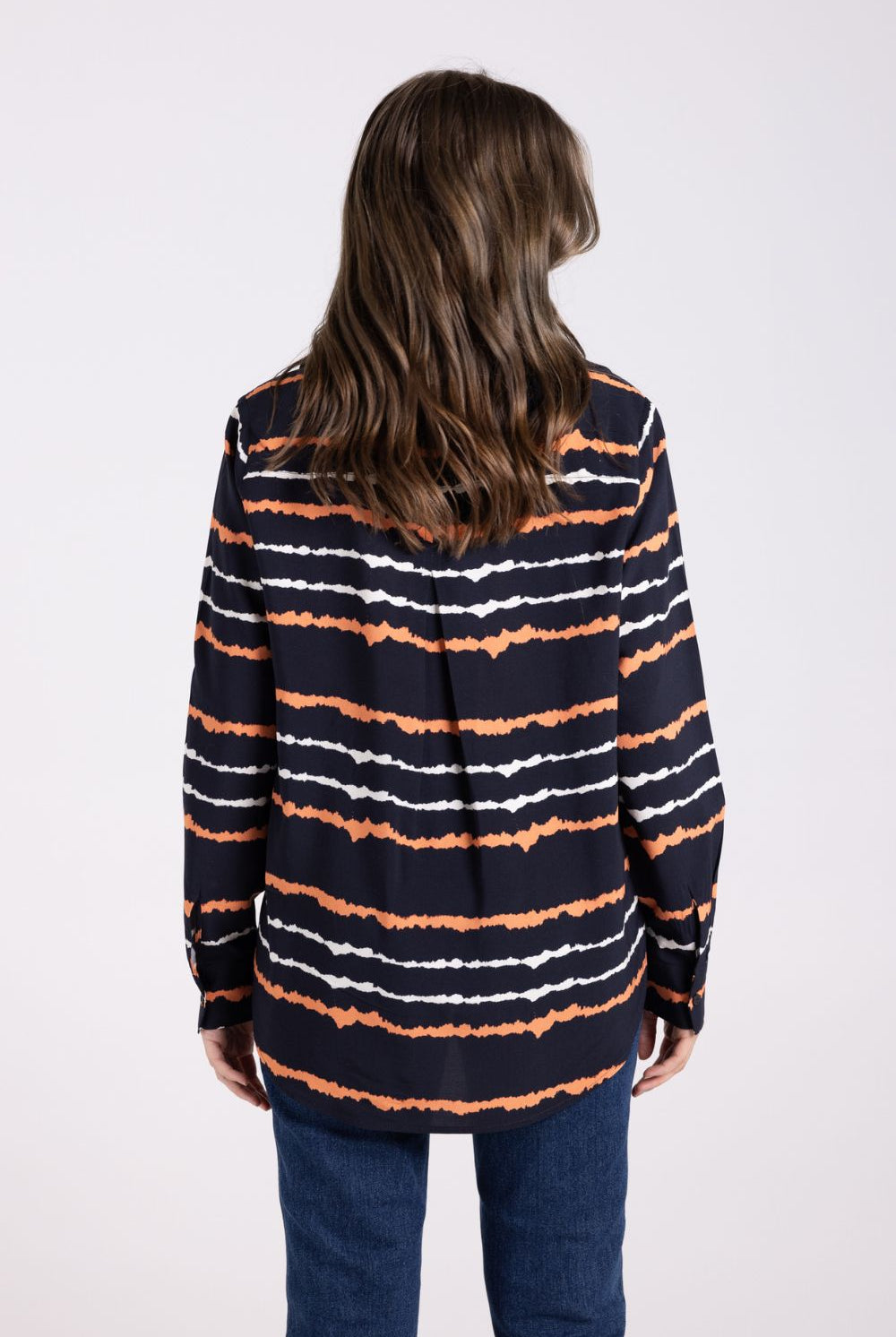 Two T's - Tie Dye Shirt | French Navy/Tangerine/White - Shirt - Silvermaple Boutique