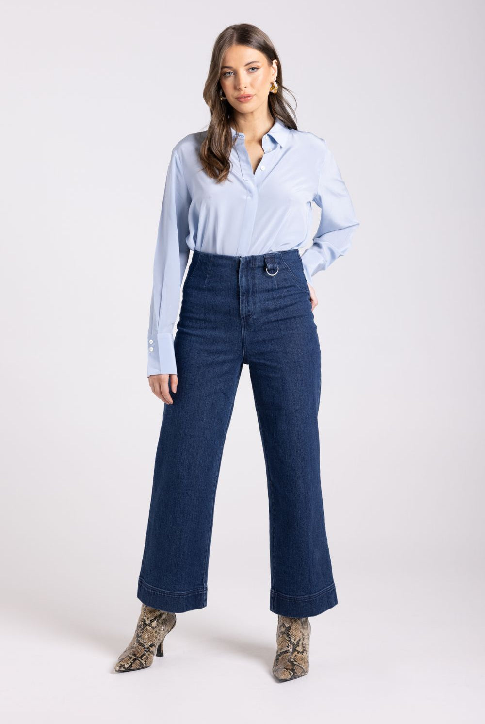 Two T's - 7/8 Denim Wide Leg Pant | Dark Denim - Pants - Silvermaple Boutique