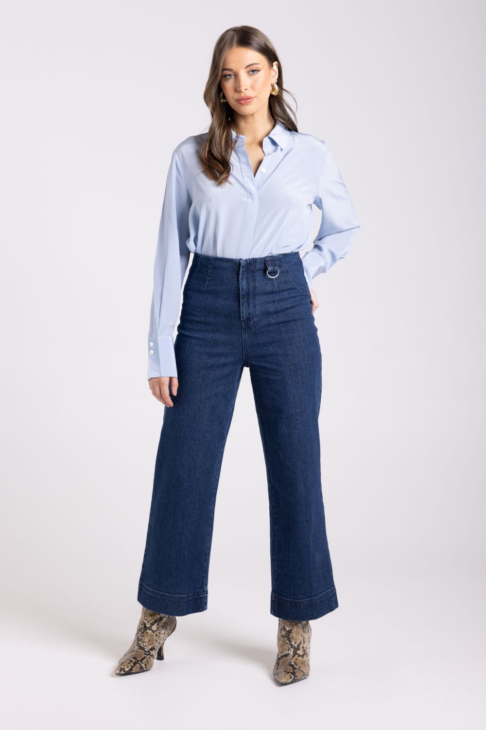 Two T's - 7/8 Denim Wide Leg Pant | Dark Denim - Pants - Silvermaple Boutique