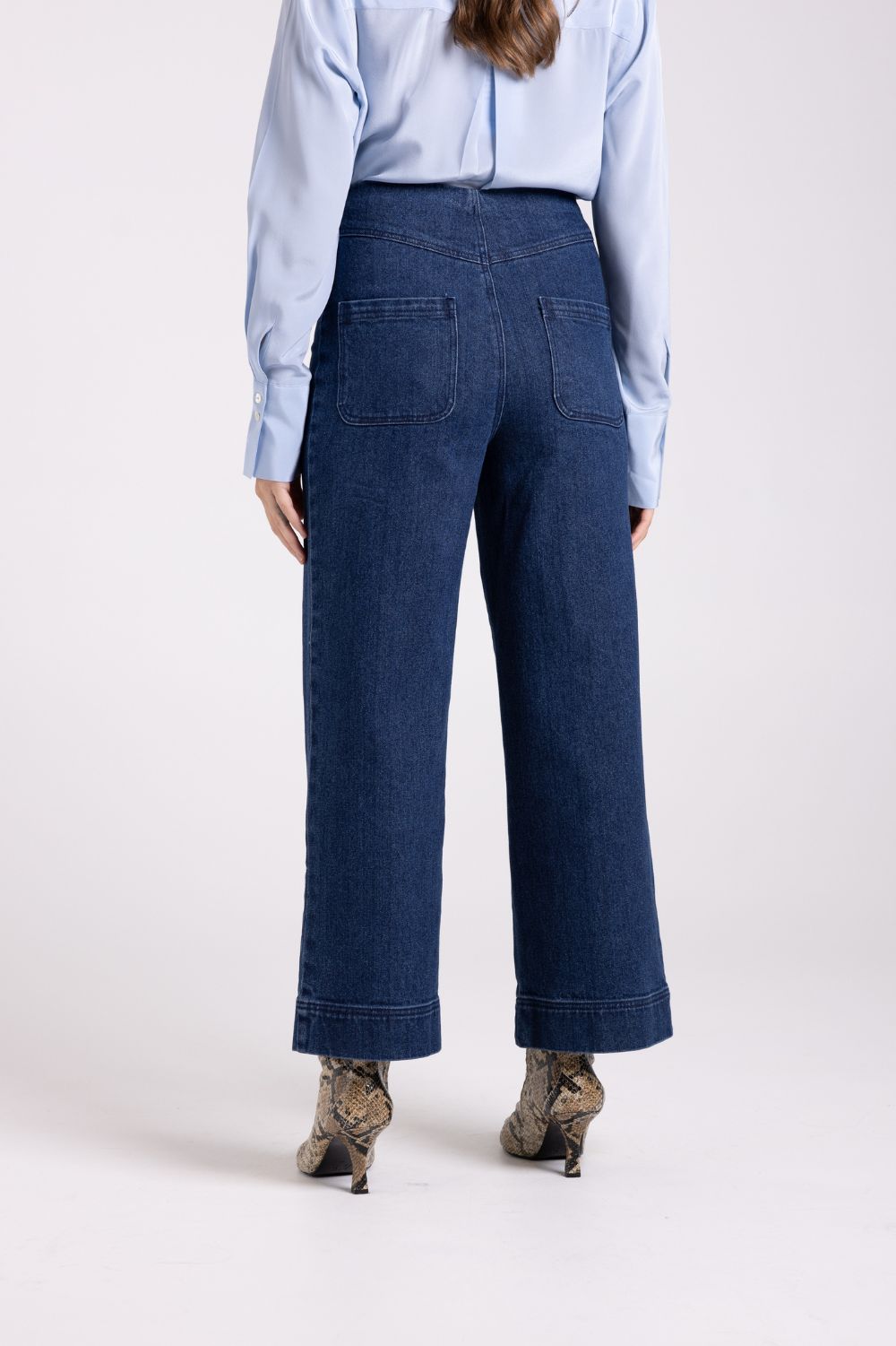 Two T's - 7/8 Denim Wide Leg Pant | Dark Denim - Pants - Silvermaple Boutique