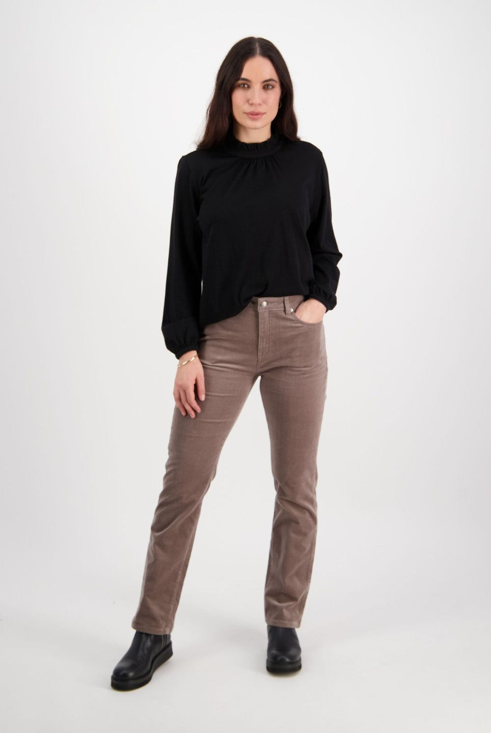 Vassalli - Straight Leg Fly Cords | Taupe - Pants - Silvermaple Boutique