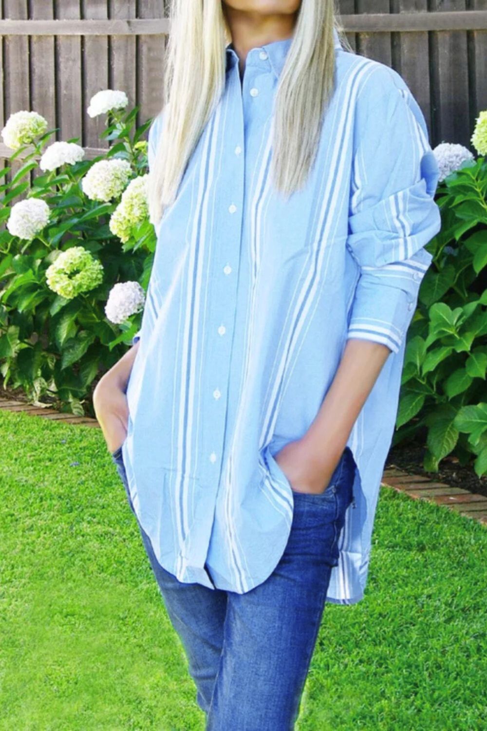 Who's Charlie - Who's Charlie Harriot Stripe Shirt | Chambray - Shirt - Silvermaple Boutique