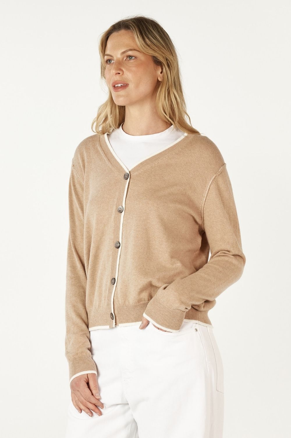 Zaket & Plover - Essential V Cardi | Oat - Knitwear - Silvermaple Boutique