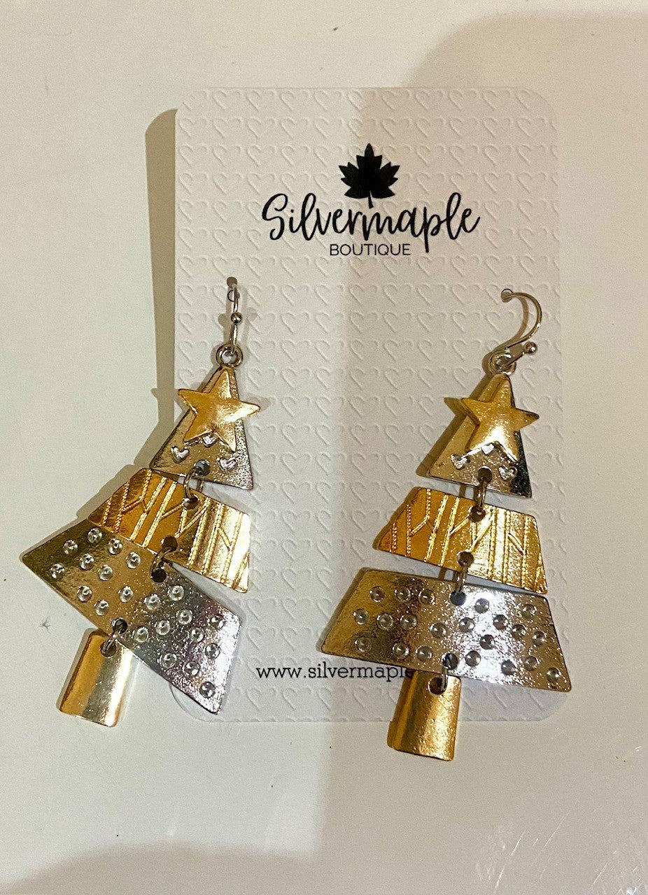 Silvermaple Collection Gifts - Christmas Tree Earrings | Gold/Silver - Earrings - Silvermaple Boutique