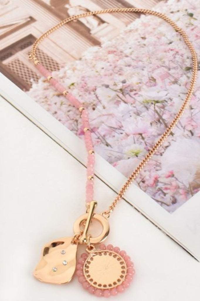 Adorne Stone Detail Charm Necklace | Pink/Rosegold_Silvermaple Boutique