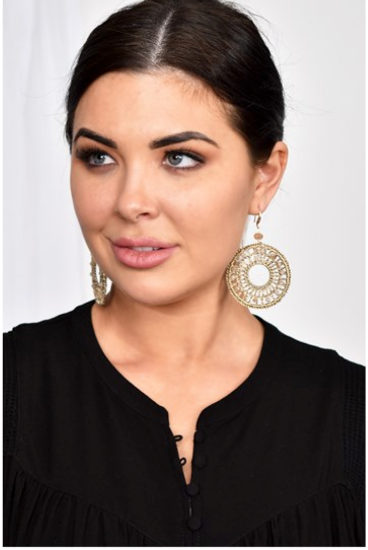 Adorne - Dreamcatcher Beaded Hook Earrings | Gold / Cream - Jewellery - Silvermaple Boutique