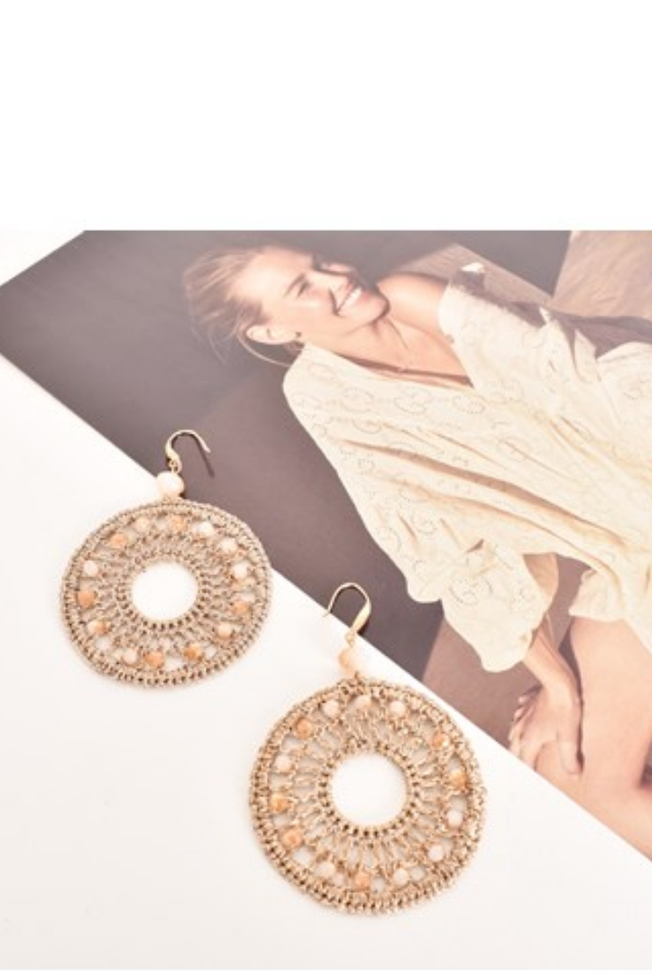 Adorne - Dreamcatcher Beaded Hook Earrings | Gold / Cream - Jewellery - Silvermaple Boutique