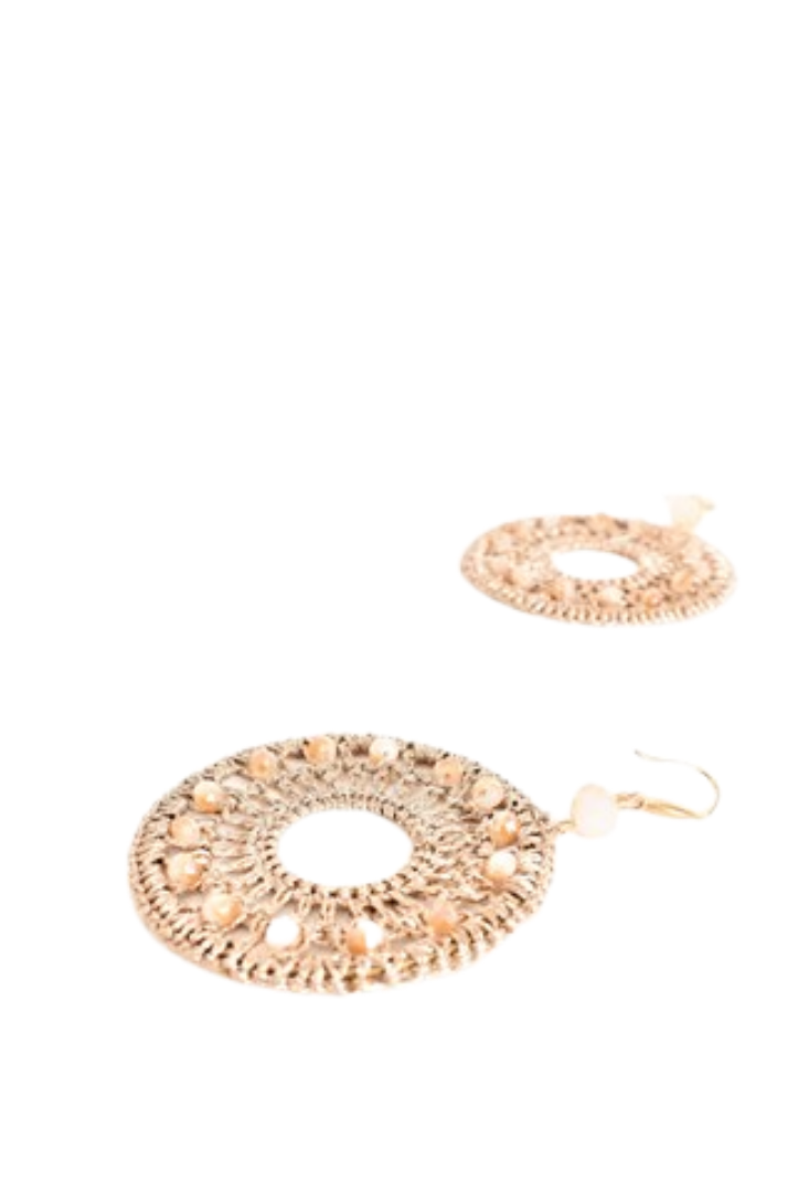 Adorne - Dreamcatcher Beaded Hook Earrings | Gold / Cream - Jewellery - Silvermaple Boutique