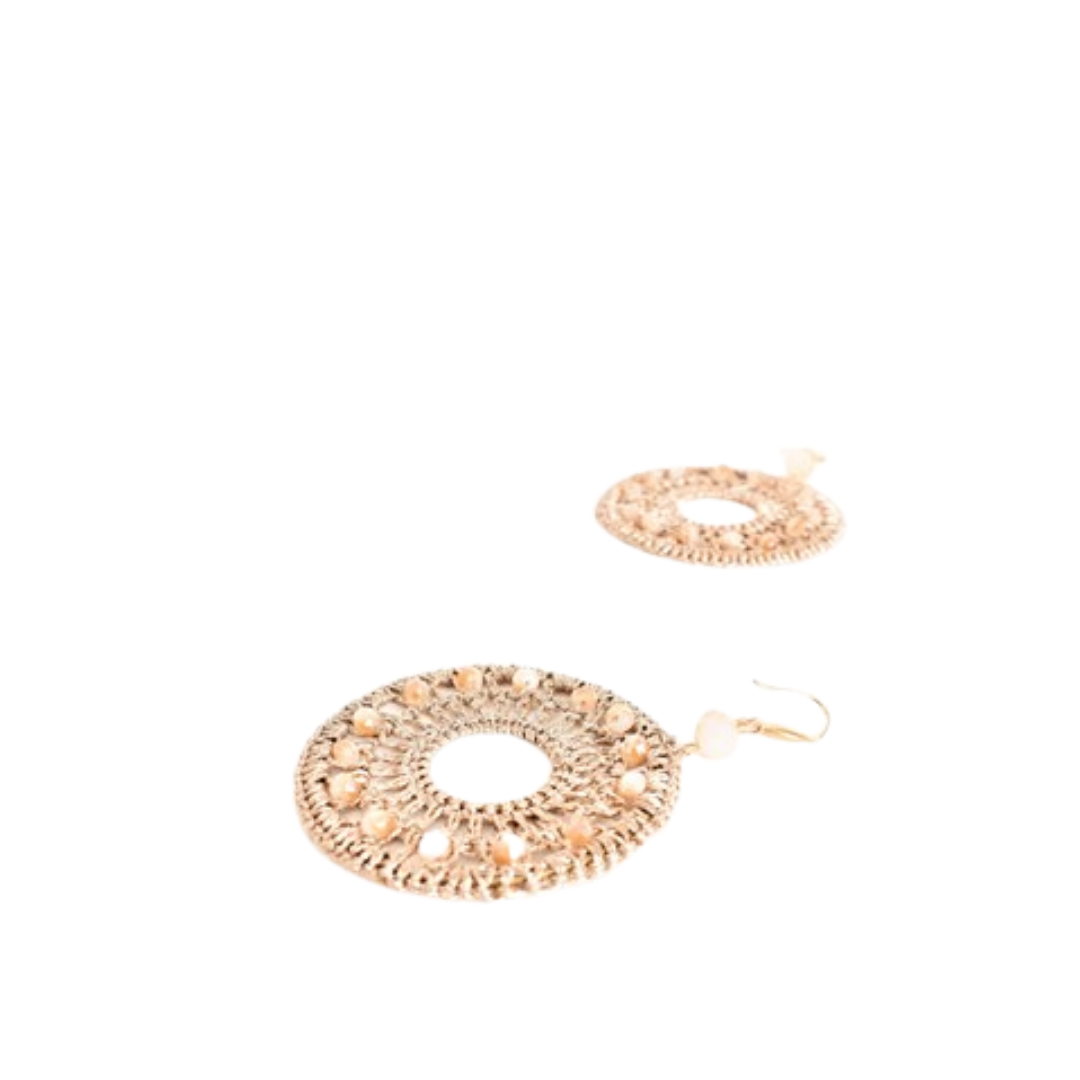 Adorne - Dreamcatcher Beaded Hook Earrings | Gold / Cream - Jewellery - Silvermaple Boutique