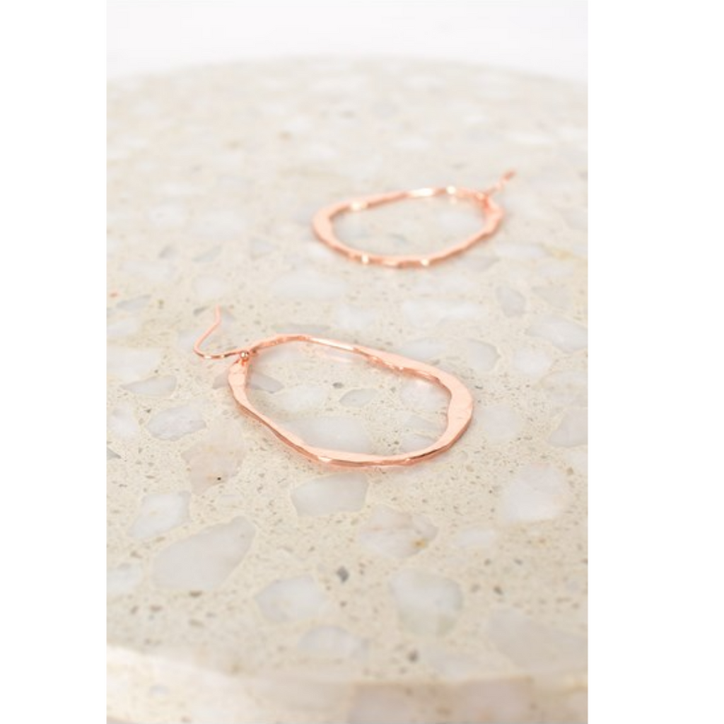 Adorne Hook Drop Hammered Cut Out Earrings | Rose_Silvermaple Boutique
