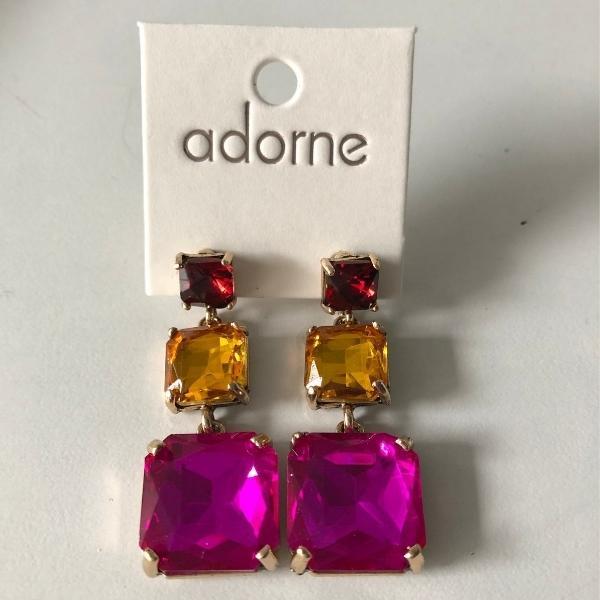 Adorne Modern Cocktail Jewel Drop Earrings | Pink-Adorne-Silvermaple Boutique