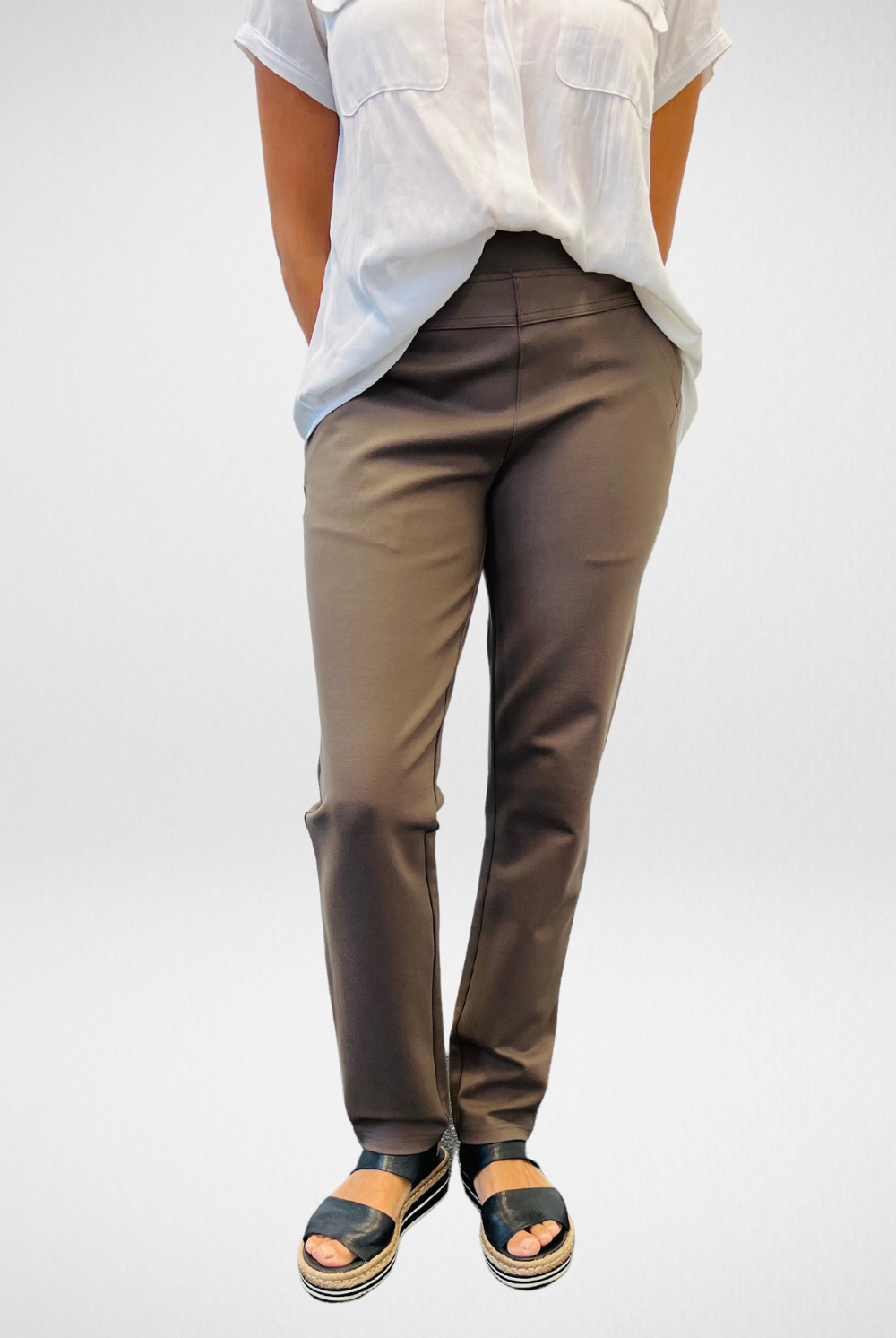 Maglia - Ponte Pull On Pant | Taupe - Pants - Silvermaple Boutique