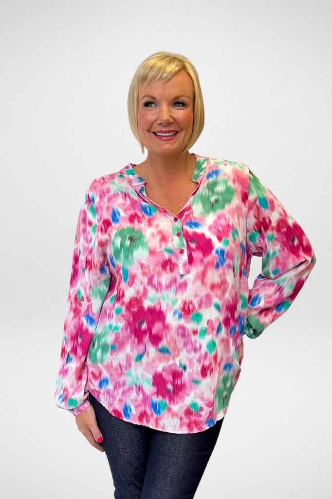Silvermaple Boutique Vanessa Shirt | Paint Brush Pink Multi_ Silvermaple Boutique 