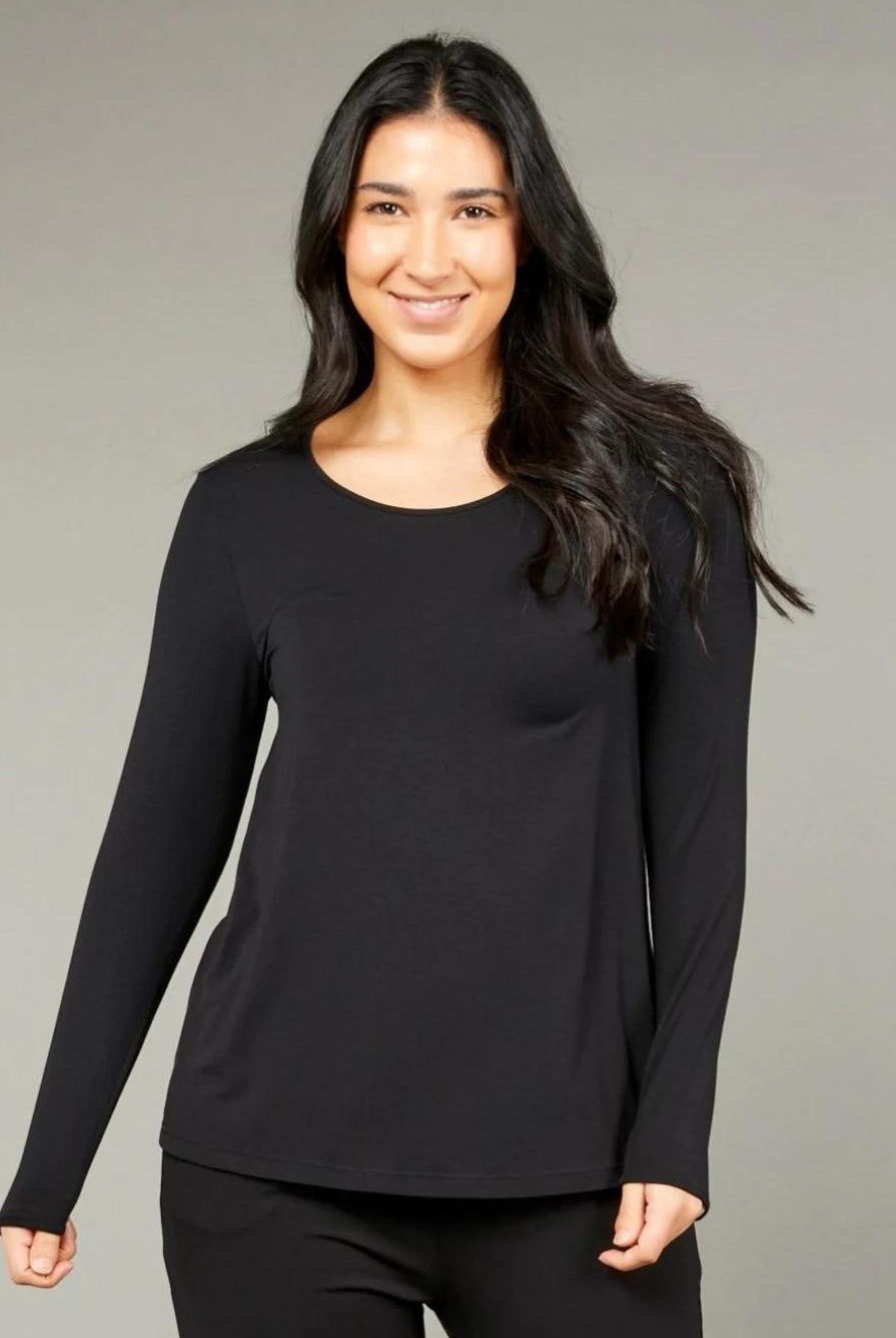 Tani - Split Hem Long Sleeve Top | Black - Top - Silvermaple Boutique