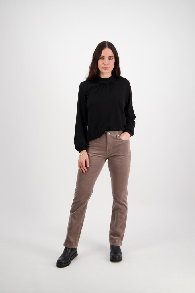Vassalli Straight Leg Button Front | Taupe | Silvermaple Boutique