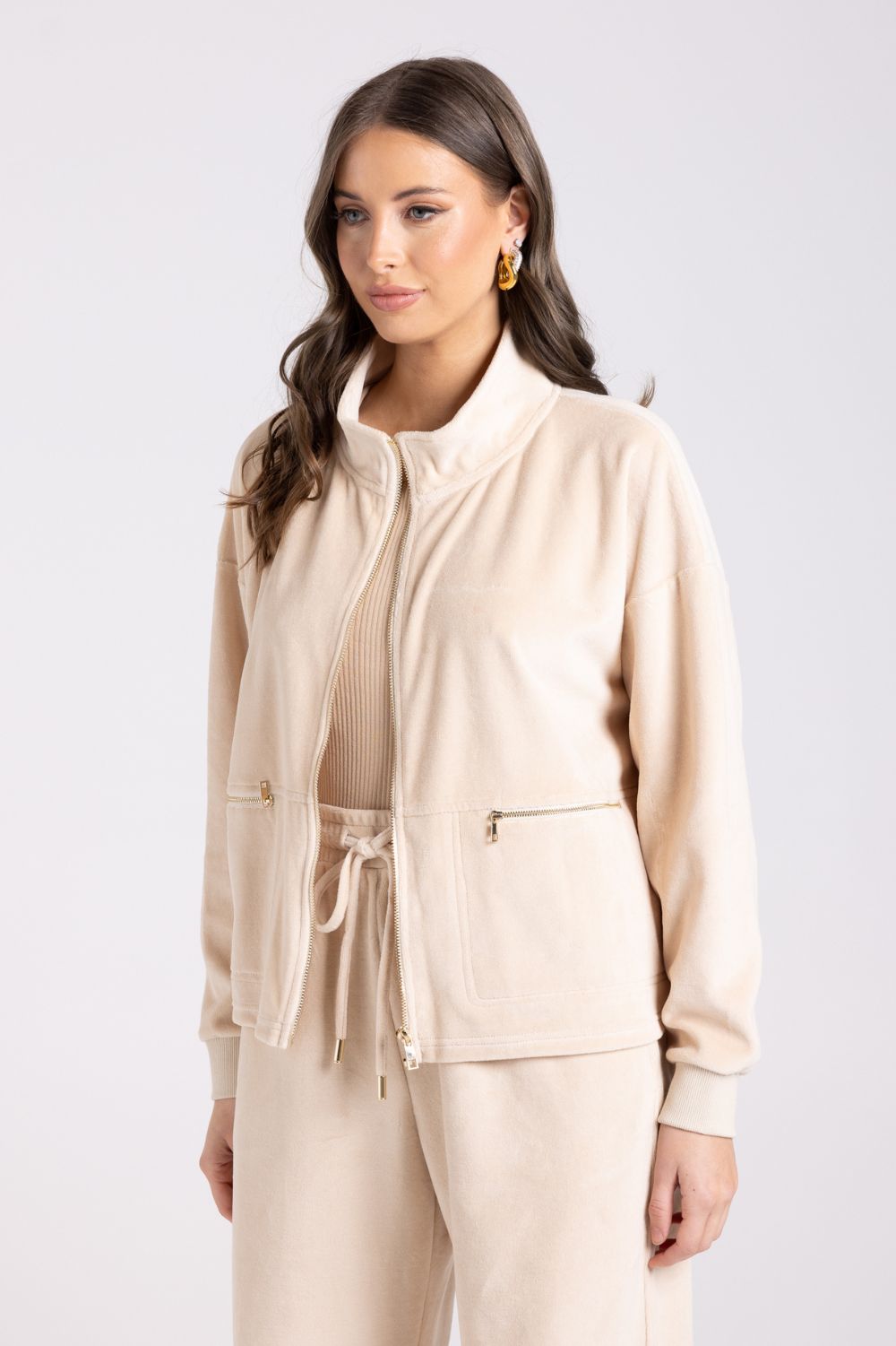 Two T's - Velour Jacket | Almond - Jacket - Silvermaple Boutique 