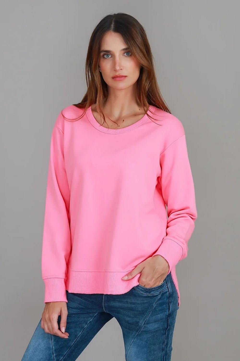 3rd Story The Label - Charlette Curve Hem Sweater | French Rose - Jumper - Silvermaple Boutique 