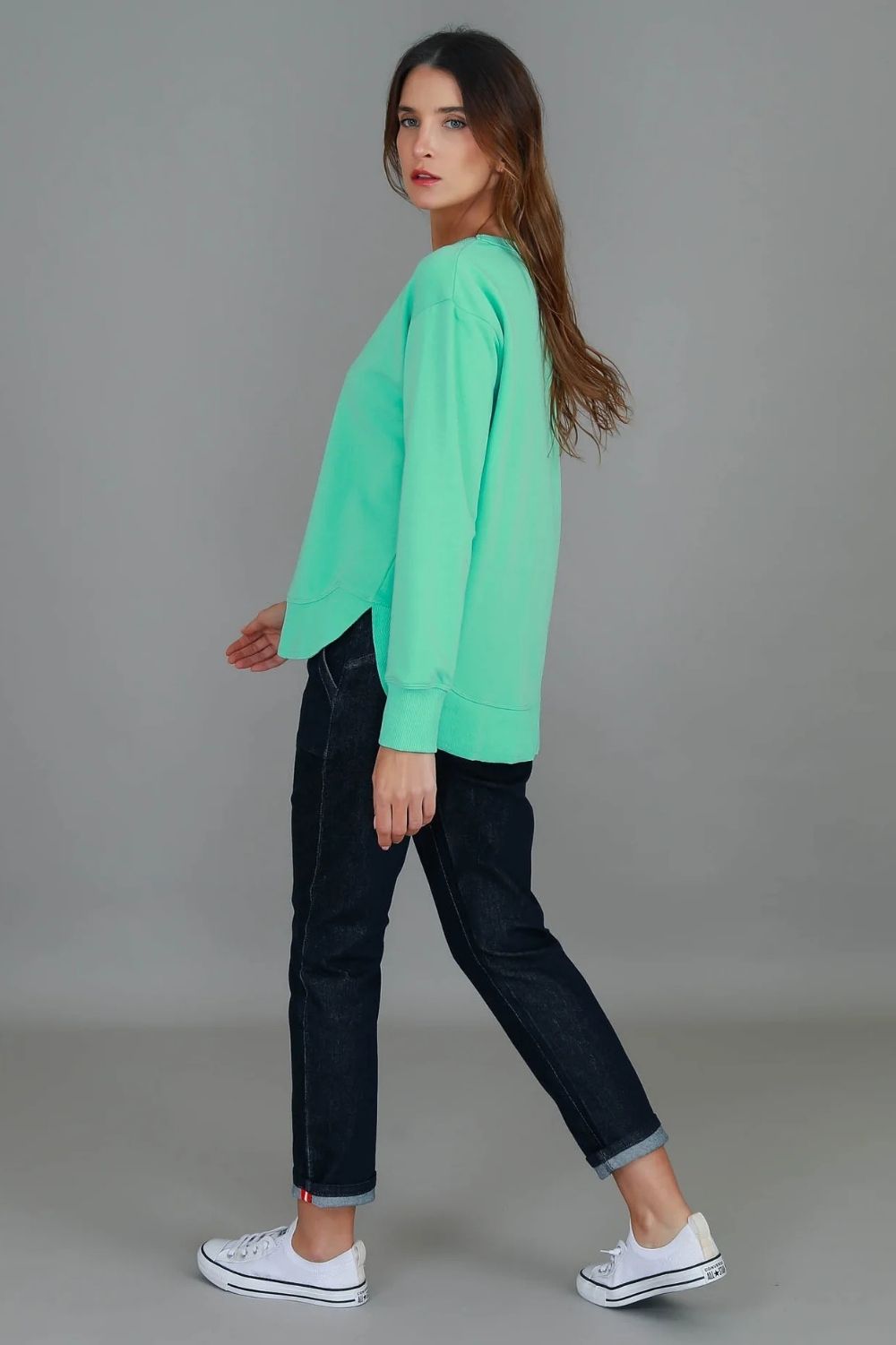 3rd Story The Label - Charlette Curve Hem Sweater | Jelly Mint - Jumper - Silvermaple Boutique 