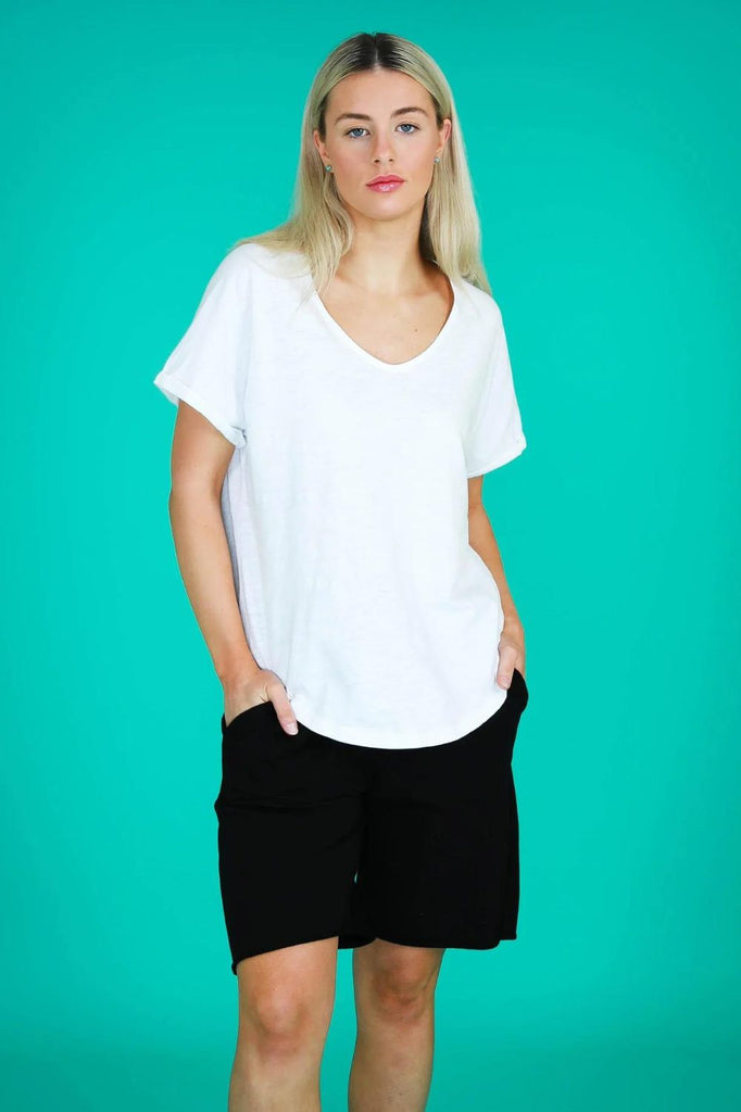 3rd Story Milan Cuff Sleeve Tee | White_Silvermaple Boutique