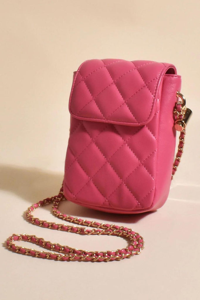 Adorne Dakota Quilted Mini Crossbody Bag | Hot Pink_Silvermaple Boutique
