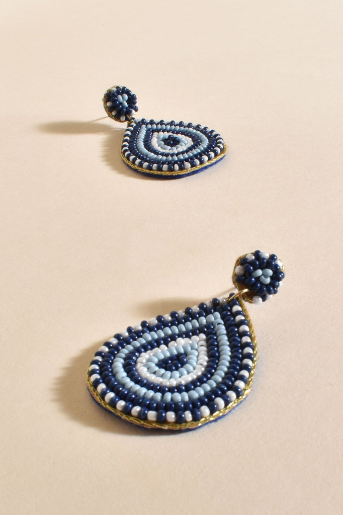 Adorn Mini Beaded Teardrop Earrings | Blue Multi_Silvermaple Boutique