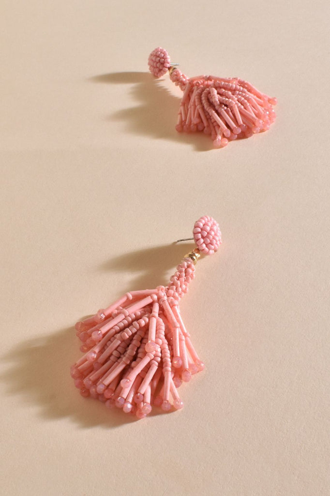 Adorn Beaded Tassel Event Earrings | Pink_Silvermaple Boutique
