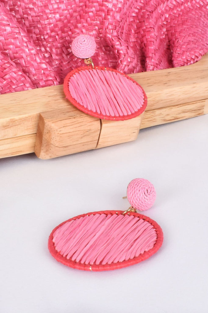 Adorn Contrast Colour Woven Drop Earrings | Pink/Red_Silvermaple Boutique