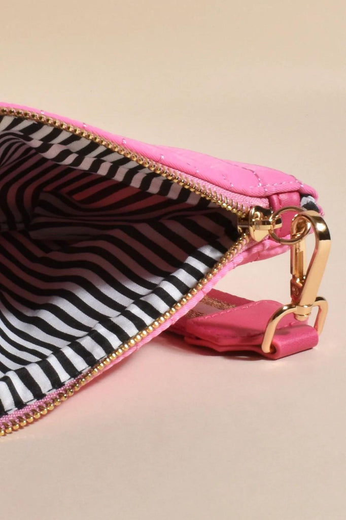 Adorne Palmer Lined Quilt Pouch | Pink _ Silvermaple Boutique