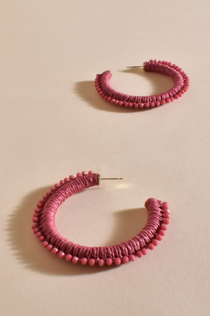 Adorn Bead Detail Hoop Earring | Pink_Silvermaple Boutique
