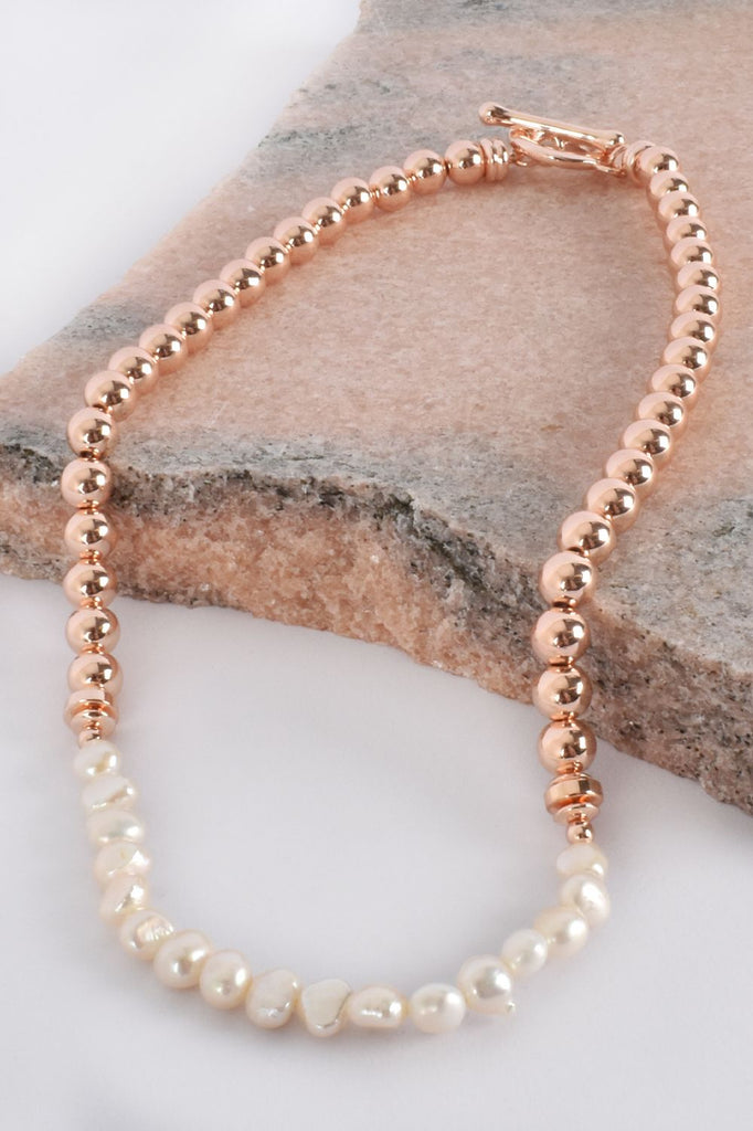 Adorne Pearl Panel Front Toggle Necklace | Rose Gold_Silvermaple Boutique