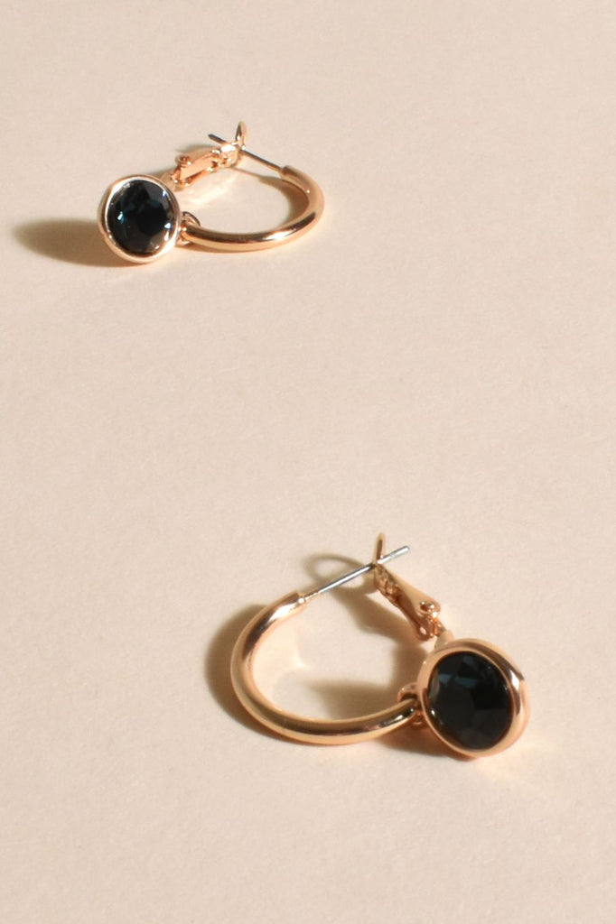 Adorne Glass Drop Hoop Earrings | Blue/Gold_Silvermaple Boutique