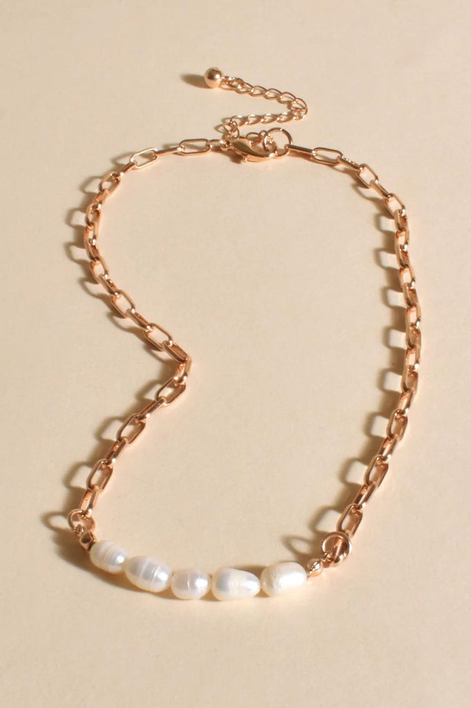 Adorne Pearl Panel Front Short Necklace | Gold/Cream_Silvermaple Boutique