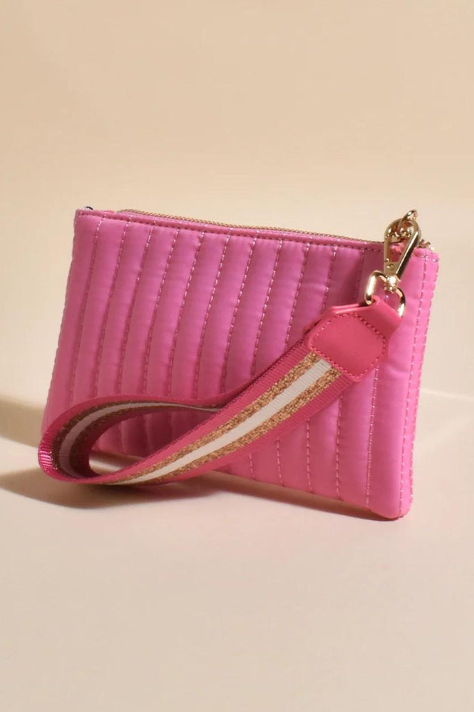 Adorne Palmer Lined Quilt Pouch | Pink _ Silvermaple Boutique