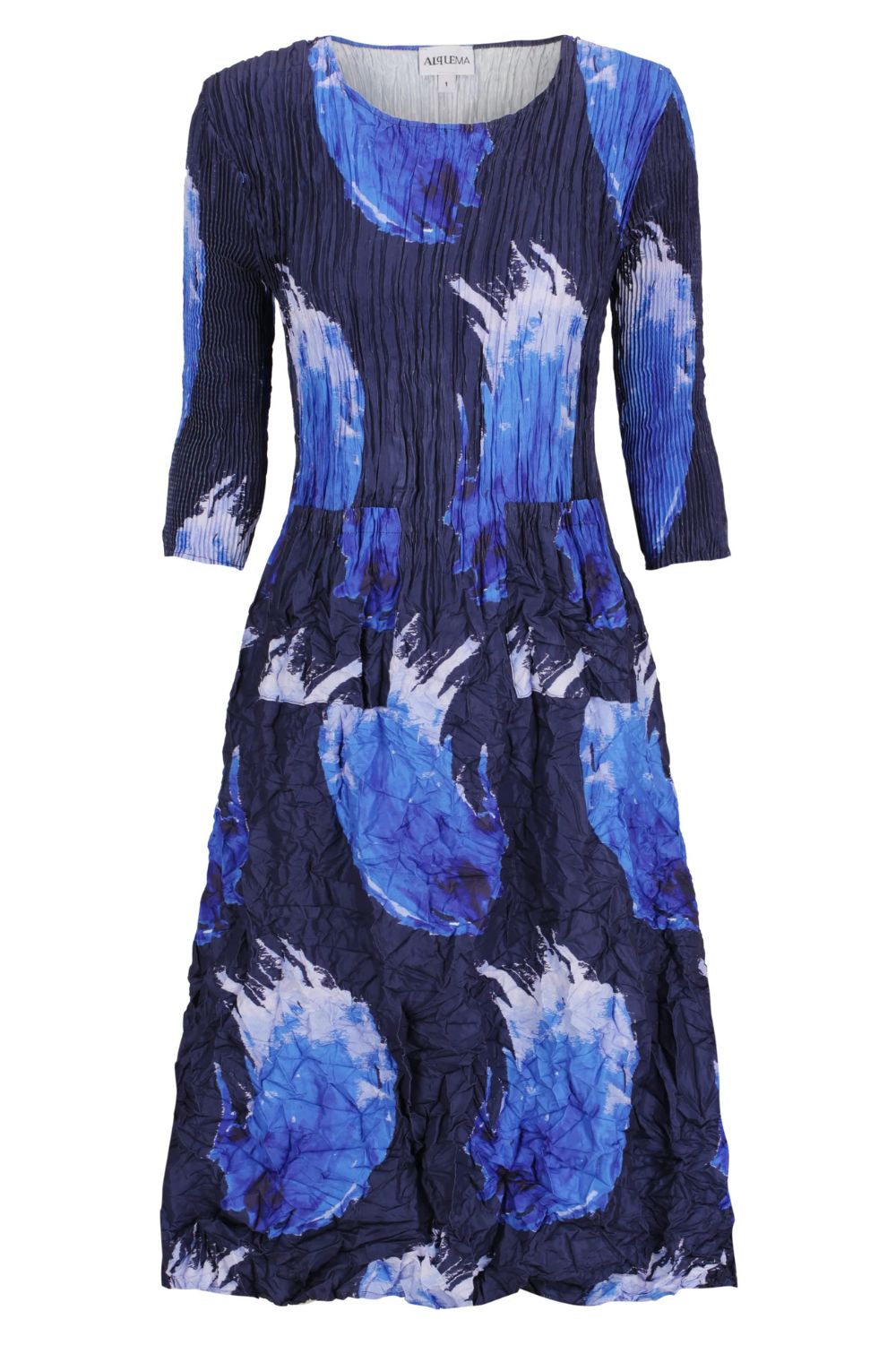 Alquema - Alquema 3/4 Sleeve Smash Pocket Dress | Blue Splash -  - Silvermaple Boutique 