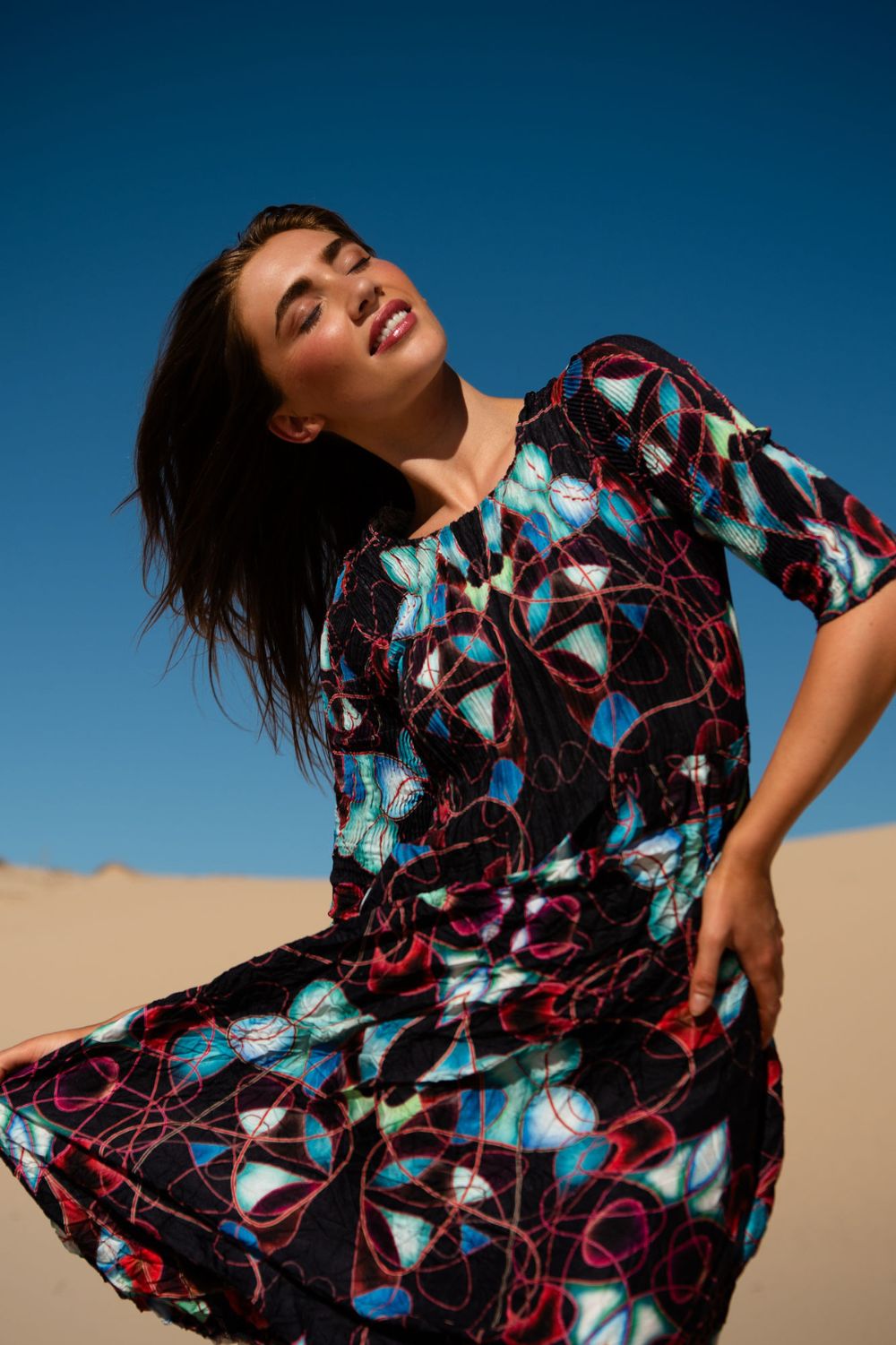 Alquema - Alquema 3/4 Sleeve Smash Pocket Dress | Kaleidoscope - Dress - Silvermaple Boutique 