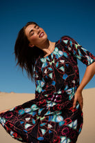 Alquema - Alquema 3/4 Sleeve Smash Pocket Dress | Kaleidoscope - Dress - Silvermaple Boutique 